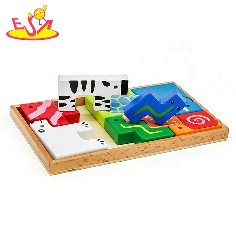 Wholesale educative games wooden animal shape recognition puzzle for toddlers W14A189