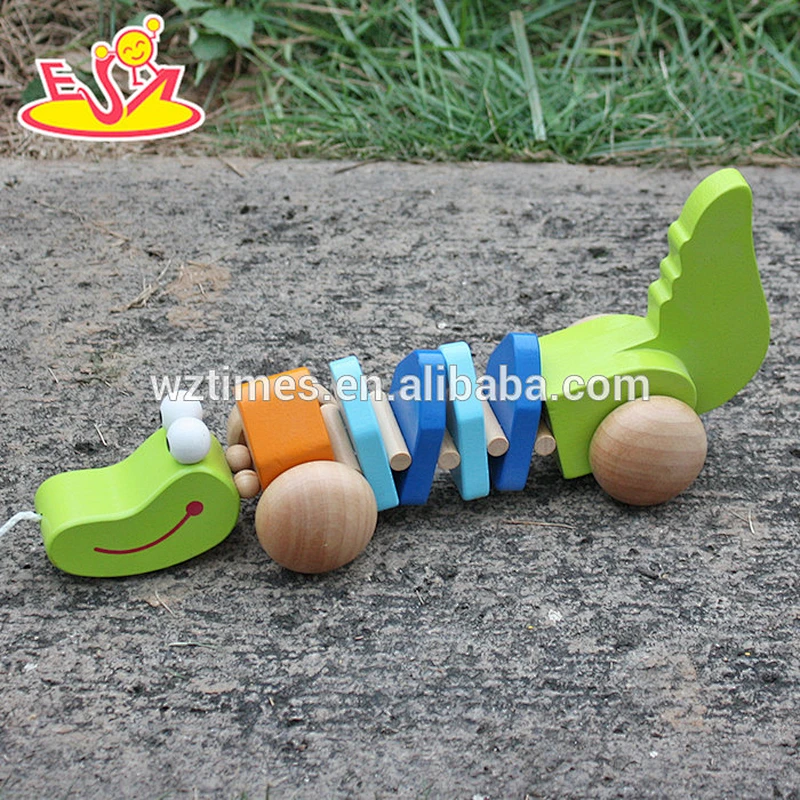 2018 bebé al por mayor tirar de madera a lo largo del juguete mejor diseño tirar de madera a lo largo del juguete nuevo tirón de madera a lo largo del juguete W05C077