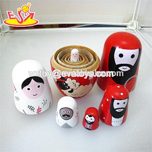 2018 Wholesale nesting doll 5 pcs wooden nesting dolls russian for children play W06D097