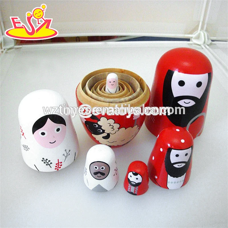 2018 Wholesale nesting doll 5 pcs wooden nesting dolls russian for children play W06D097