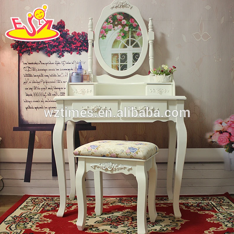 2018 New design bedroom wooden makeup vanity solid wooden youth makeup vanity top sale wooden makeup vanity W08H060
