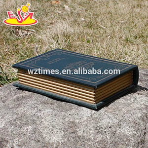 Wholesale classical wooden book shaped storage small box used for placing items W02A138