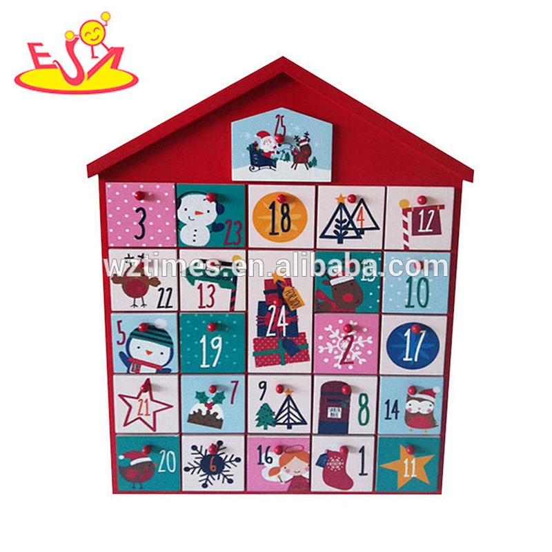Wholesale pretty christmas gift wooden christmas calendar box for home use W09F009