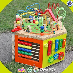 wholesale wooden multifunctional String Beads toy,lovely kid cubic bead toy,Educational cubic bead toy for baby W11B061