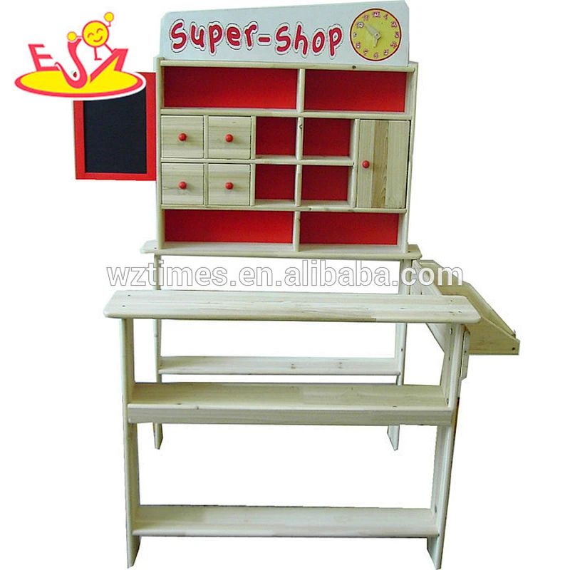 Wholesale play house wonderful wooden grocery stand toy for baby role play W10A048