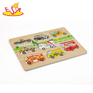 New hottest baby educational wooden car puzzle with knob W14M135