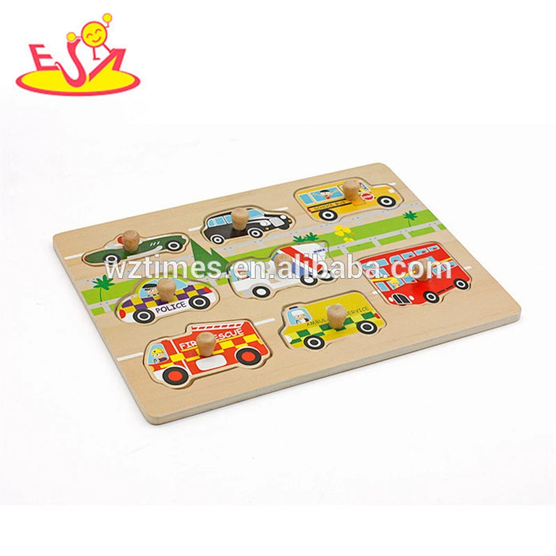 New hottest baby educational wooden car puzzle with knob W14M135