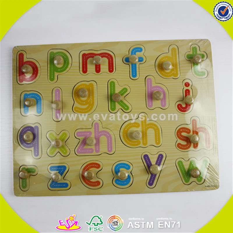 wholesale teaching aid kids wooden letters puzzle toy for sale W14B025