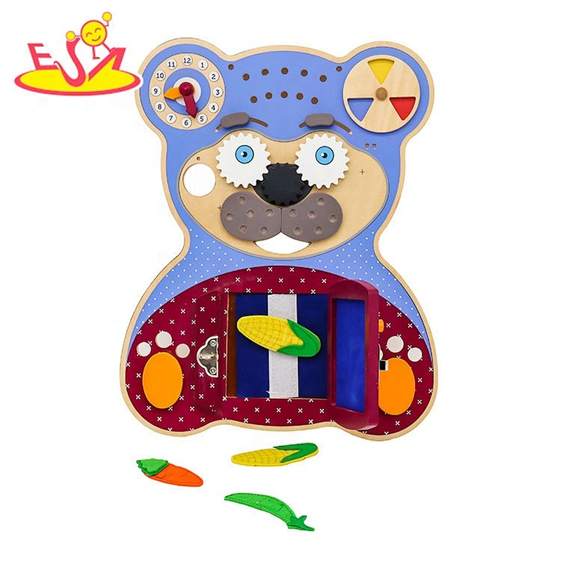 Custom bear shape wooden toddler busy board for education W12D120