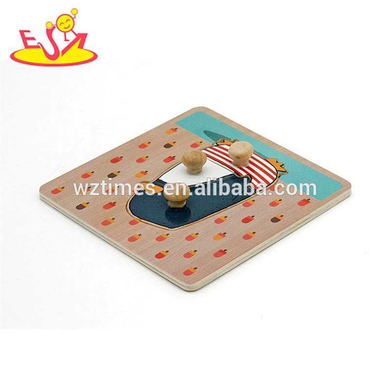 Wholesale lovely kindergarten toy wooden animal shape peg puzzle toy for kids W14M104
