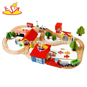 2018 funny kids wooden train track set 69 pieces wooden train track set W04C014