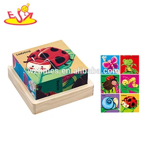 Hölzernes Würfel-Puzzlespielspielzeug des Großverkaufs heißes hölzernes Würfel-Spielzeug W14F017
