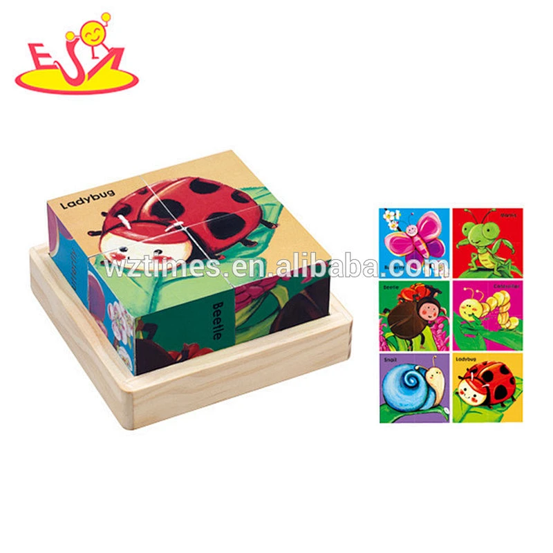 Hölzernes Würfel-Puzzlespielspielzeug des Großverkaufs heißes hölzernes Würfel-Spielzeug W14F017