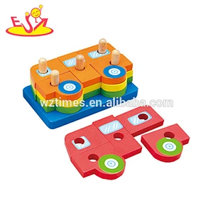 Wholesale colorful kids wooden stacking tower toy interesting wooden stacking tower game W13D037