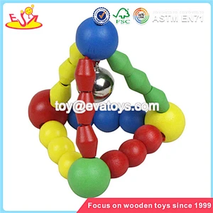 New design interesting sound wooden doll rattle toy for kids W08K014