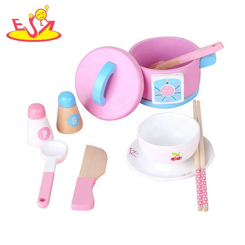2019 New arrival pretend play wooden toy saucepans for kids W10D227