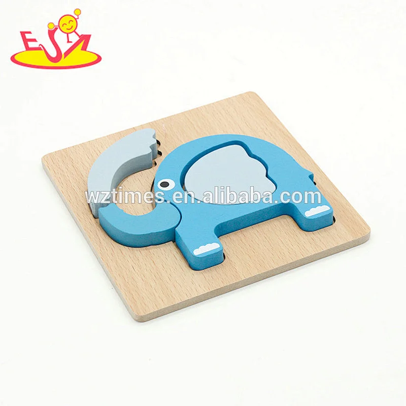 2018 Wholesale early educational animal puzzle toy wooden brain teasers for kids W14D051