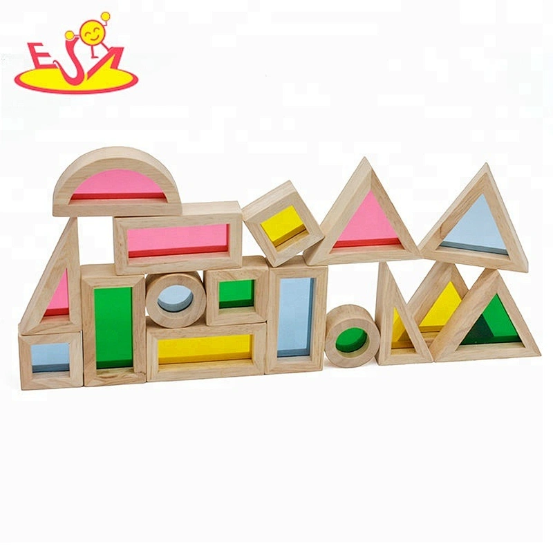 Top fashion 24 PCS diy juguetes de madera de construcción arco iris para niños W13A159