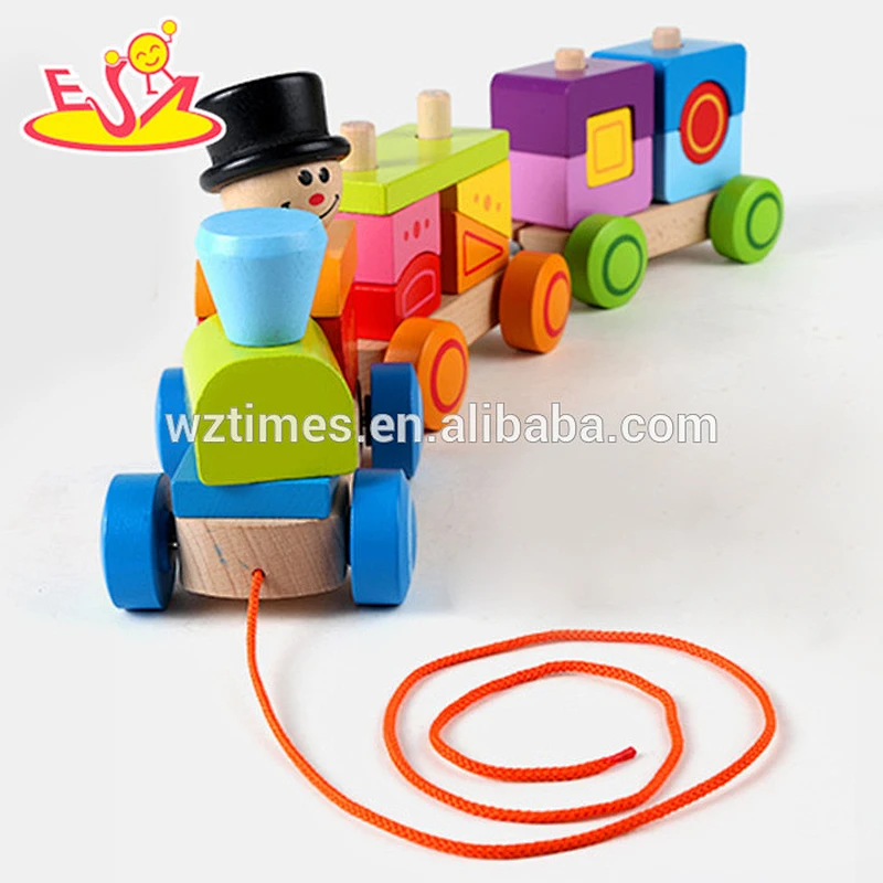 Großhandel hochwertige kinder holz bausteine ​​zug set heißer verkauf holz bausteine ​​zug set w05c037