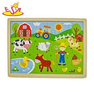 New design cartoon farm wooden baby puzzle for education W14C258