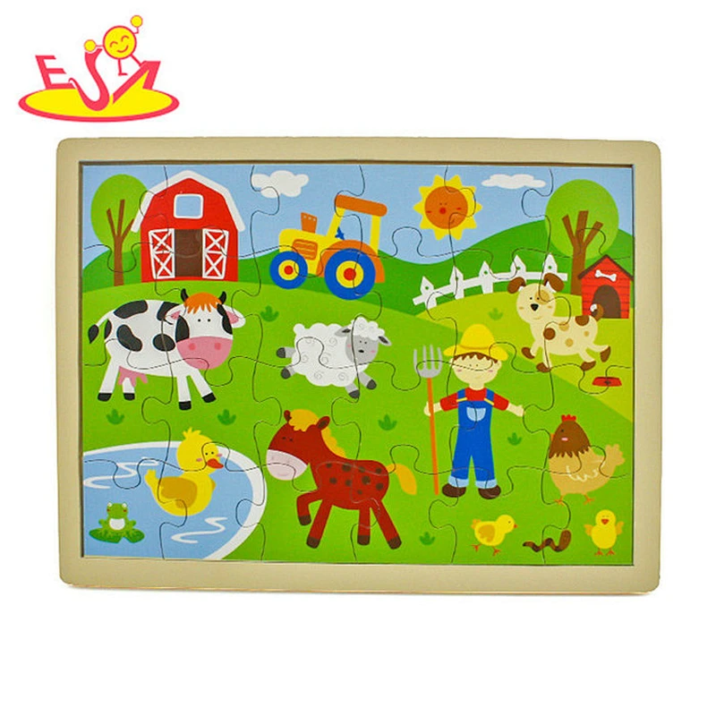 New design cartoon farm wooden baby puzzle for education W14C258