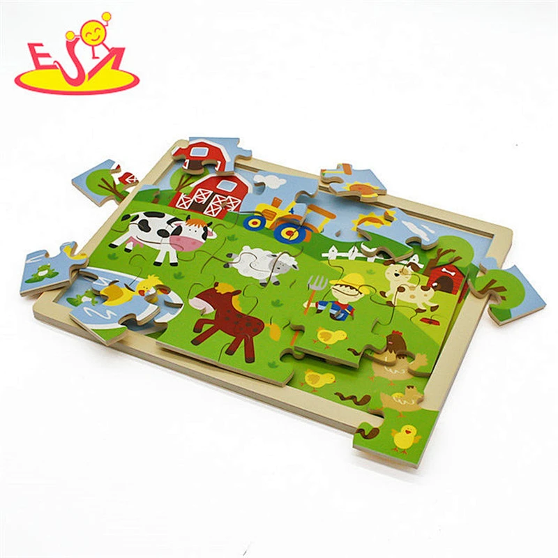 New design cartoon farm wooden baby puzzle for education W14C258
