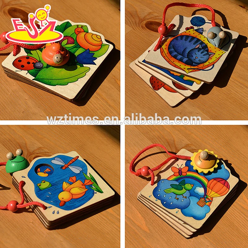 wholesale top fashion colored kids wooden educational book for sale W12E010