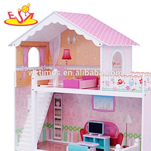 wholesale girls miniature toys wooden doll house kits W06A083
