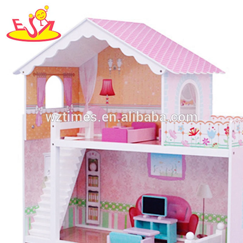 wholesale girls miniature toys wooden doll house kits W06A083