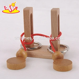 Wholesale intelligent brain teaser wooden rope puzzle game toy for kids W11C023
