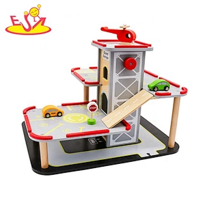 2019 New arrival educational wooden toy parking lot for kids W04B076