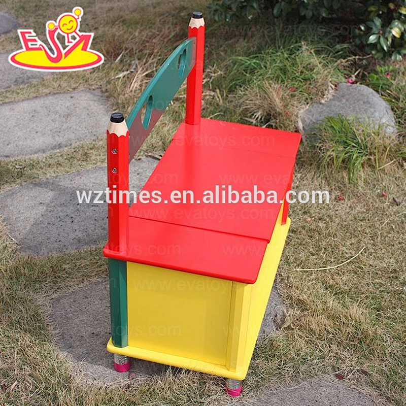 Wholesale customize baby wooden storage box bench used to sit and placing items W08C093