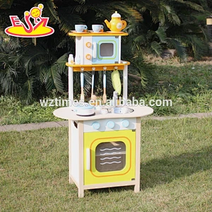 Nuevo diseño fingir juguetes niñas de madera juegan cocina para mayor W10C246