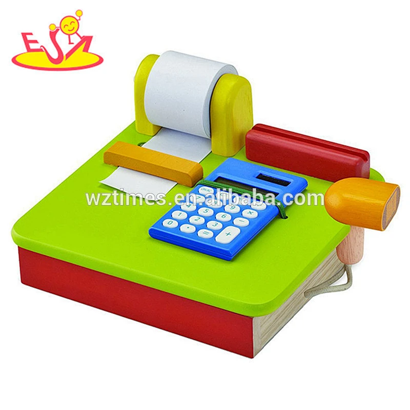 Wholesale creative baby wooden cash register toy funny pretend kids wooden cash register toy W10A064