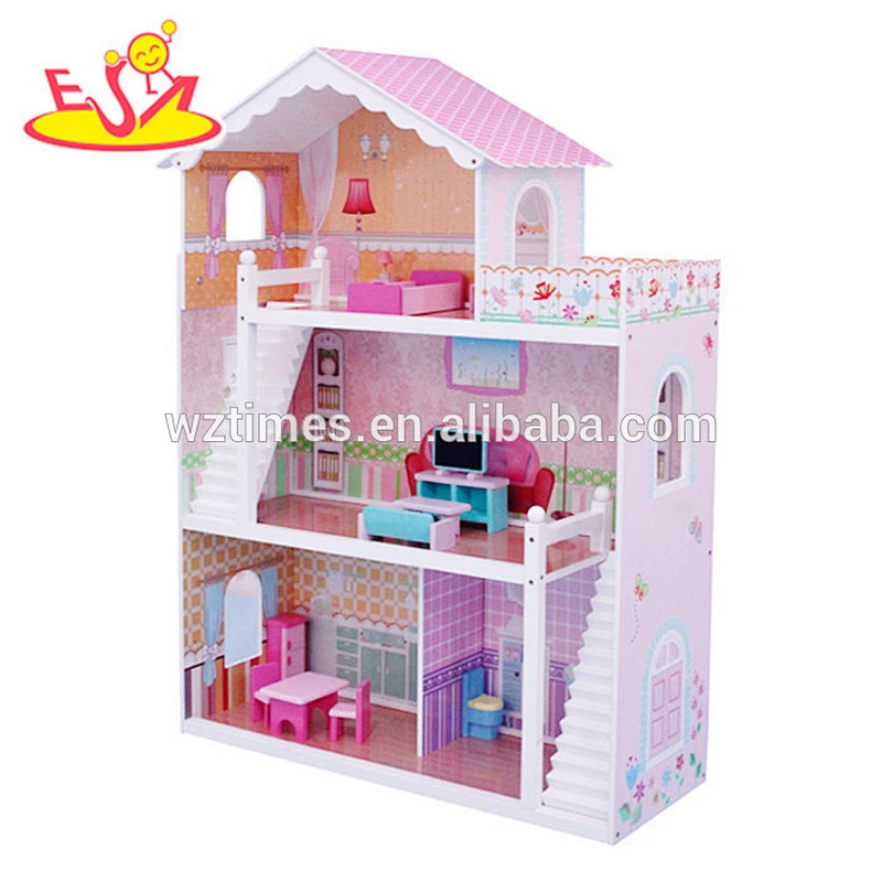 wholesale girls miniature toys wooden doll house kits W06A083