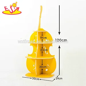 Wholesale most popular wooden cello shaped bookshelf as decorative art W08D074