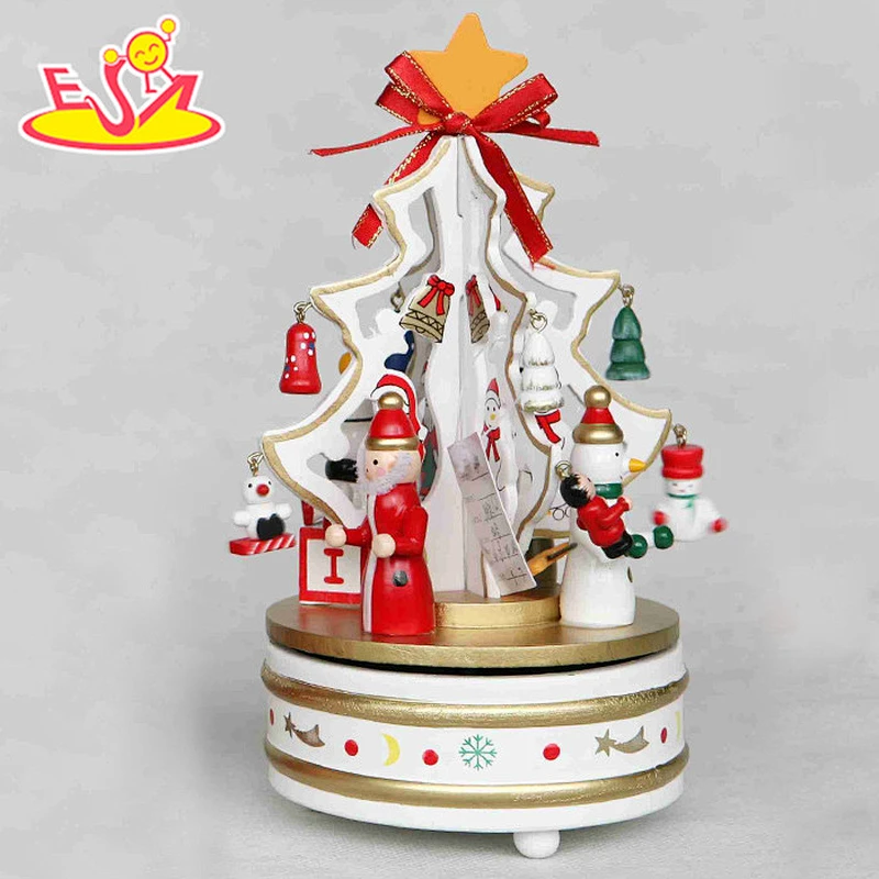 wholesale baby wooden toy carousel music box christmas gift kids wooden toy carousel music box W07B009C