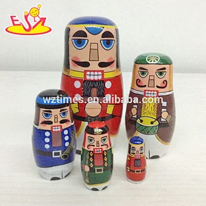 2018 Wholesale cheap nesting doll sets best wooden crafts gifts for kids W06D094