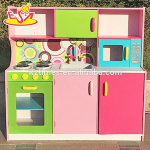 Juego de juguetes de madera al por mayor de la cocina moderna juego de rol juego de juguetes de madera moderna de la cocina juego de juguetes de cocina moderna de madera W10C173