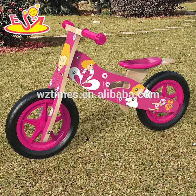 Hottest cartoon wooden girls balance bike for toddlers training W16C173