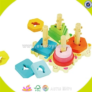wholesale colorful kids stacking wooden geometric blocks educational children wooden geometric blocks game W13E064