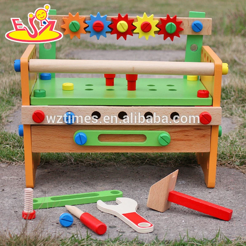 Wholesale early learning customize wooden tools bench toy for children W03D055