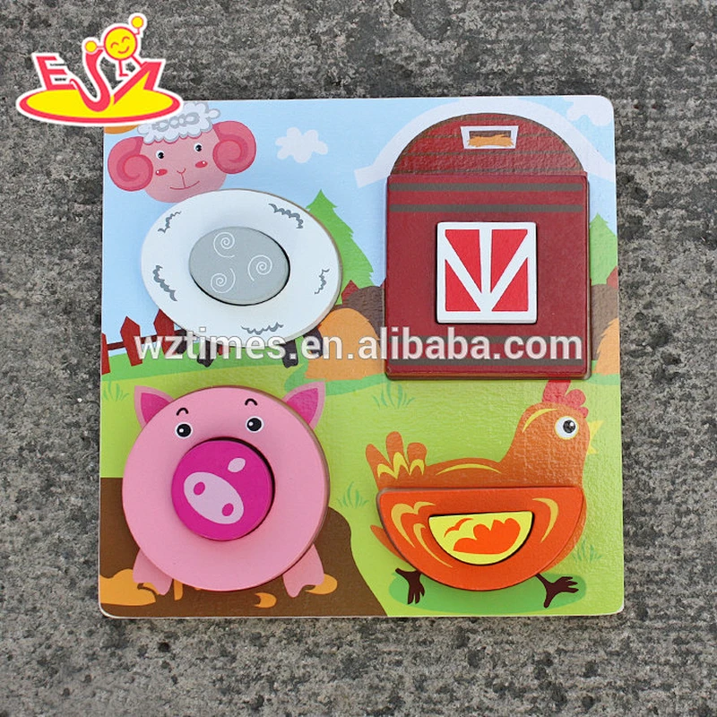 2018 New design baby wooden puzzle toy kids farm animals wooden puzzle toy top fashion wooden children puzzle toy W14D025