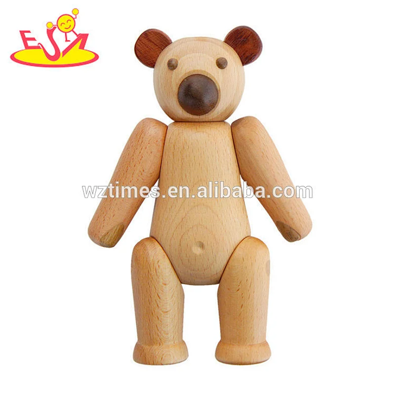 2018 Wholesale bear design activityable wooden doll toys wooden puppet toys for child W06D109