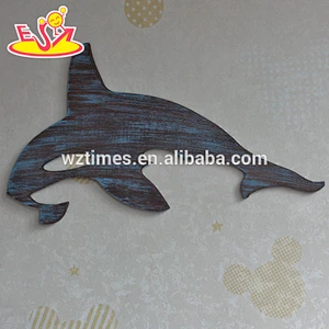 2018 New design home decorations wooden wall hanging top fashion whale shape wooden wall hanging W09D016