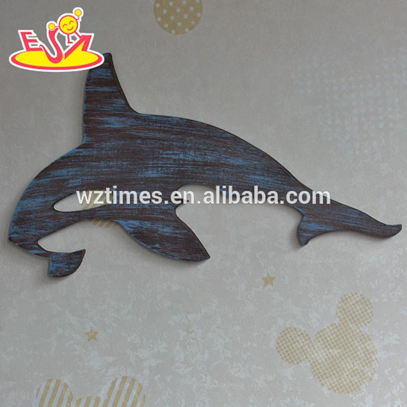 2018 New design home decorations wooden wall hanging top fashion whale shape wooden wall hanging W09D016