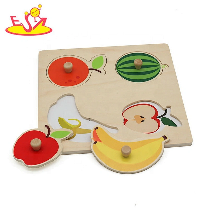 2019 New design baby educational wooden fruit matching game with knob W14M157