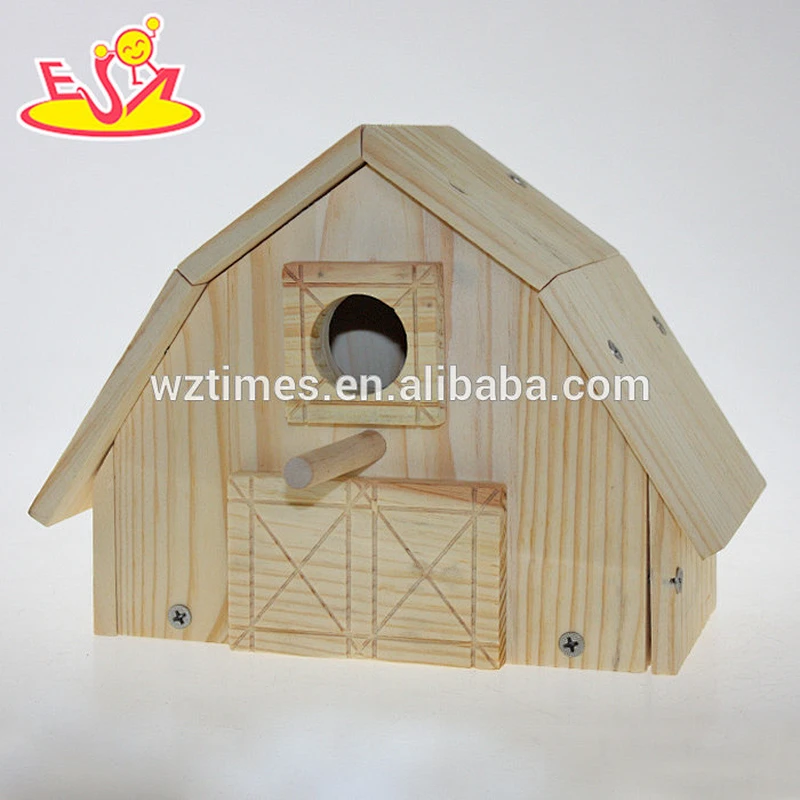 Wholesale high quality wooden bird house natural outdoor hanging wooden bird house W06F012