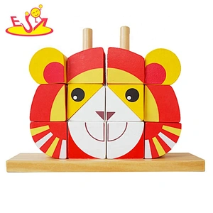 2020 New arrival educational wooden fox block for children W13D271