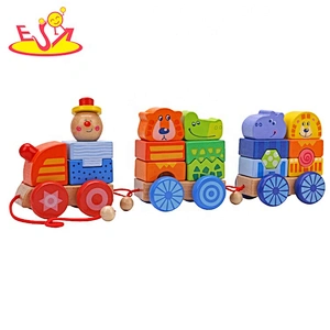 2020 top sale small kids wooden block train for early learning W05C128